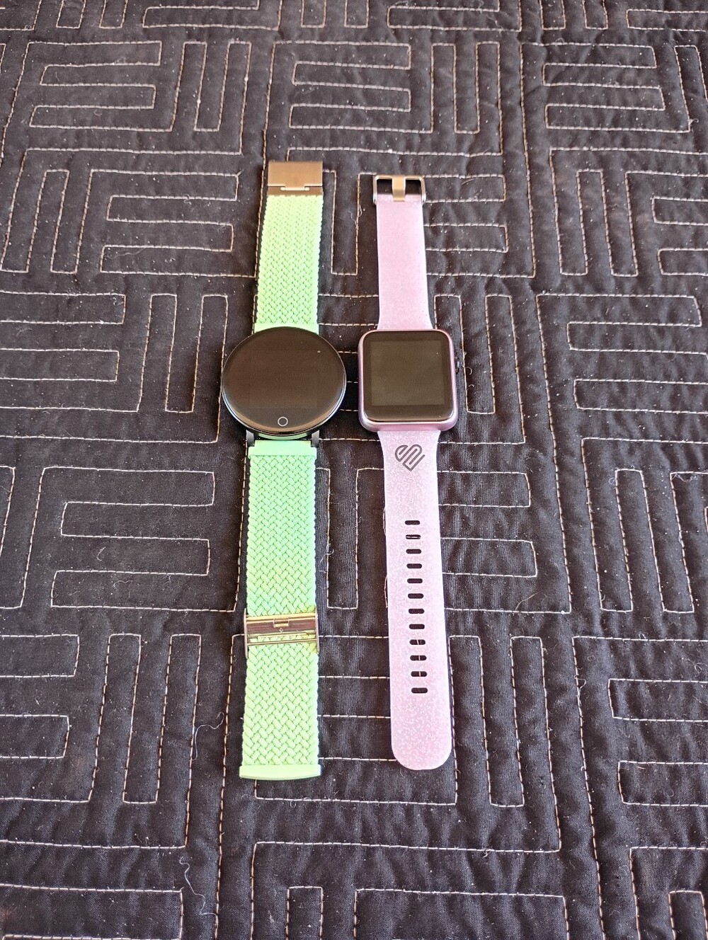 Justice Mint Green Braided and Light Pink Silicone Smartwatch Straps